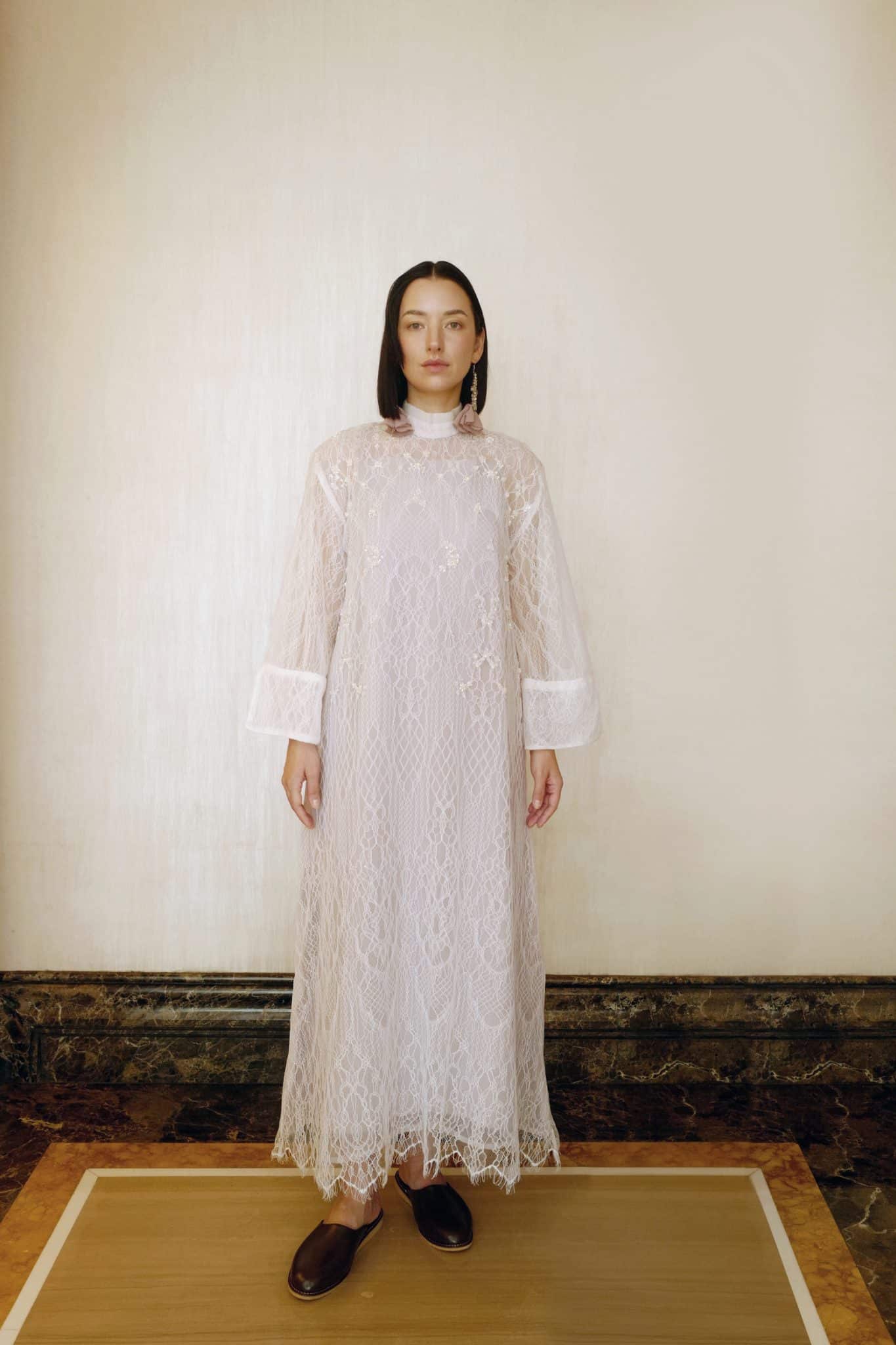 Yara A-Line Dress in White Lily